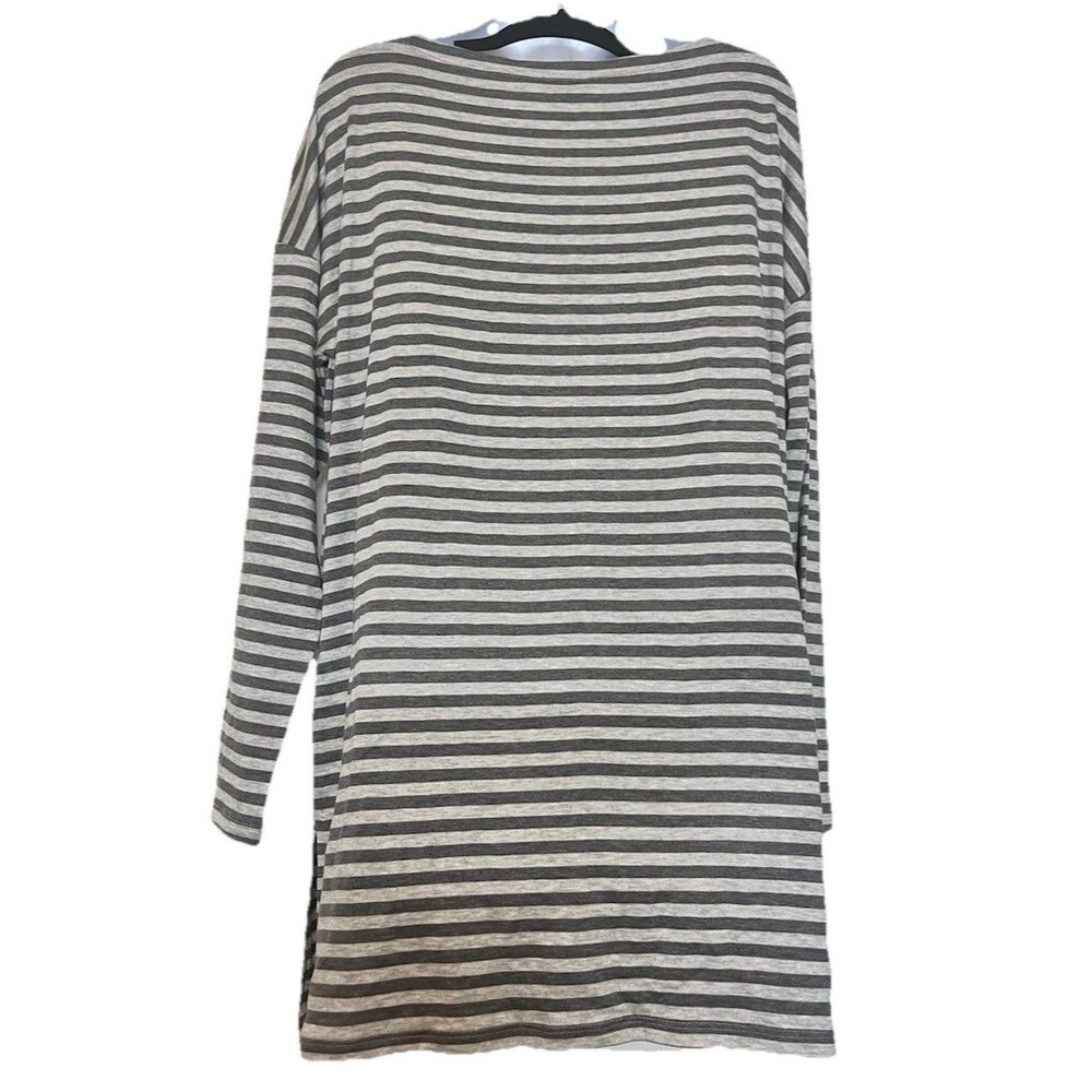 NWT Eileen Fisher Striped Cozy Brushed Terry Round Neck Long Box-Top Size Small - Picture 3 of 16